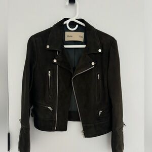 Matin Kim suede jacket - dark ash green color